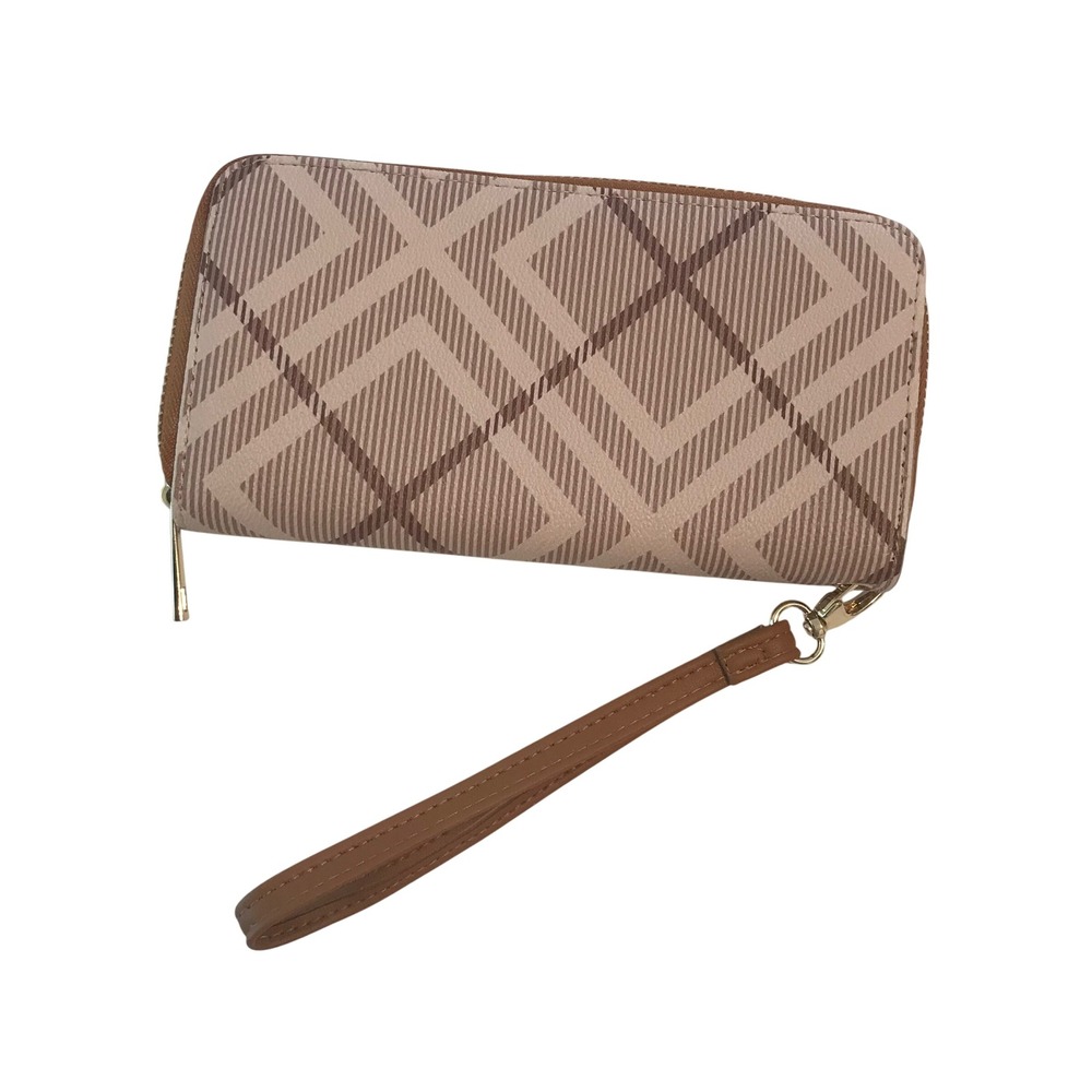 Checker Plaid Zip Around Wristlet Wallet